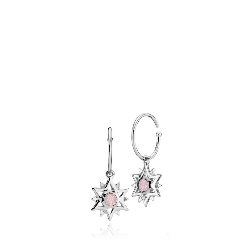 Billede af Olivia Dahl x Sistie - Sol øreringe i sølv med opal pink sten**